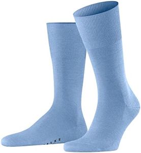 FALKE Men's Airport Socks, Light, Merino Wool Cotton, Crew Length, Classic Formal Socks, Trendy Work Clothing, Blue (Cornflower Blue 6554), 9.5-10.5, 1 Pair