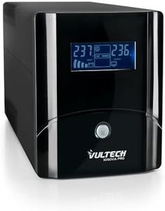 VulTech UPS1050VA-PRO Gruppo di continuità UPS Serie PRO 1050VA 560Watt, Display LCD, 2x Bipasso/Schuko + 1x IEC13 + RJ11 + USB, Funzione Overload, AVR, sbalzi di tensione per Pc, videosorveglianza