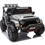 Kids Republic 2-Seater 24V Electric Ride-On Jeep with Full LED Lights, Parental Remote Control, MP3 Player, and 3 Speeds for Kids (24V, Grey)