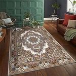 Soundproof Carpet Gray Anti-Slip Rug Geometric Floral Retro Pattern Anti Slip Rug 60X90CM X Large Area Rugs 1Ft 11.6''X2Ft 11.4''