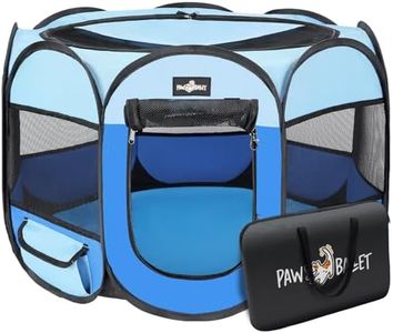 Paw Ballet Foldable Pet Cat Playpen, Portable Pet Dog Playpen for Small Dog Cat, Puppy Kitten Playpen with Free Carrying Case & Waterproof Pad, Pop up Pet Playpen for Indoor Outdoor Use