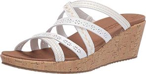 Skechers Women's BEVERLEE - TIGER Posse Sandal, White Duraleather, 7 Medium US