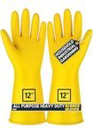 F8WARES All Purpose Heavy duty Rubber Hand Gloves for Cleaning, Kitchen, Washing Utensils, Gardening, Industrial, Safety, Construction & More - Waterproof Bathroom & Toilet Gloves 1 Pair Yellow