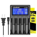 4-Bay 18650 Battery Charger With LCD Display，Fast Charging，Universal Battery Charger for: 26650 20700 18650 18350 17670 17500 16340(RCR123) 14500 AA AAA SC C Size Batteries