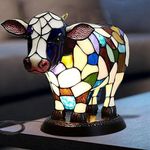 Generic Cow Lamp Cow Table Lamp, Farmhouse Cow Bedside Table Lamp, USB Small Nightstand Lamp, Wood Base LED Resin Desk Night Light for Bedroom Living Room Home Office Desk Decor, SC20240321002