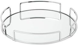 Home Details Mirrored Vanity Tray | Dimensions : 12.99" L x 12.99" W x 2.05" H | Glass Base | Great for Cosmetics | Jewelry | Toiletries | Organization | Chrome