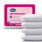 Silentnight Ultrabounce Pillows 4 Pack - Soft Medium Support Comfortable Bouncy Pillows for Stomach, Back and Side Sleepers - Machine Washable and Hypoallergenic Bed Pillows - Pack of 4