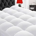 TEXARTIST Queen Mattress Topper Cooling Pillow Top Quilted Fitted Mattress Pad Cover Soft 400 TC Bed Topper Pad with 8-21 Inch Deep Pocket for Home Hotel Dorm Bed(60x80 Inches,White)