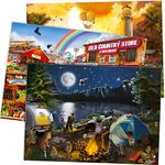 QUOKKA Jigsaw Puzzles for Adults 1000 Pieces - 3 Pack of 1000 Piece Puzzles for Kids Ages 8-12 and Up - Enjoy Market, Lighthouse and Camping Designs for Women and Men