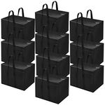 Storite 10 Pack Nylon 85 L Moisture Proof Multi-Purpose Underbed Storage Bag/Clothing Storage Organiser/Toy Storage/Stationery Paper Storage Bag with Zipper and Strong Handle (Black,57x36.8 x40.5 cm)