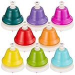 The Twiddlers - 8 Rainbow Colour Coded Musical Bells for Kids Music Instrument Children Gift Set - How to Play Educational Song Guide (Nursery Classics)