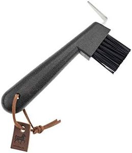 Animalon Plastic Bristles Hoof Pick with Brush | Picker Made of Stainless Steel | 2 in 1 Hoof Scraper in Brown for Horse Hoof Care | Hoof Clearing Horse | Horse Hoof Pick