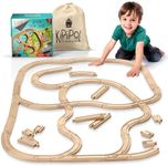 KipiPol Wooden Train Tracks Set - 52 pcs+Bonus Railroad Map –Compatible W All Major Wooden Railway Toy Brands Including: Thomas The Train Track Set, Brio Train, Melissa and Doug Train Set for Kids 3+