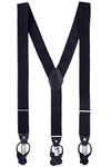 The Tie Hub Gentry Solid Black Y-Back Button Suspender for Men