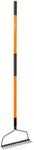 Nohovu Garden Rake for Gardening, 14 Tines Garden Rake with Thick Fiberglass Handle, Heavy Duty Garden Rake for Lawns, 58 Inches