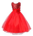 stylesilove Little Children Lovely Sequin Flower Girl Dress, 5 Colors - Red - 130 cm/4-5 Years