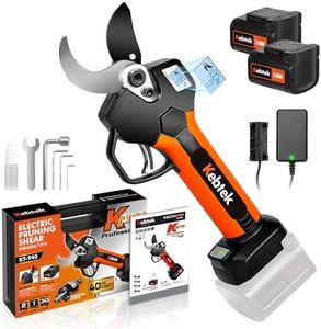 Cordless Electric Pruning Shears 40MM, Kebtek Professional Pruning Shears Battery Powered 18V Brushless Motor 2Pack 2AH Rechargeable Lithium Battery-LCD Display Screen