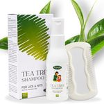 SIPAQ Tea Tree 100% Natural Anti Lice & Nits Shampoo 100ml with Free Lice Removal Comb | Enriched with Tea Tree Oil & Neem Extract | Kills Lice & Eggs, Gentle for 8+Year Kids & Adults