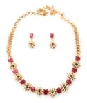 Sasitrends Traditional Micro Gold Plated Multi Color AD American Diamond Jewellery Necklace Jewellery Set for Women and Girls