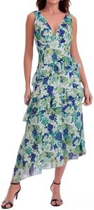 Women's Boho Floral Mesh Maxi Dress, Blue, Medium