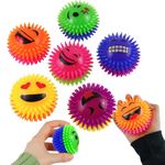 3x Random Colors Bouncy LED Spikey Balls-7cm(Dia)| Pressureless Soft Massage Tools Balls for Adults| Light Up Dog Balls for Party Favours 3+Y