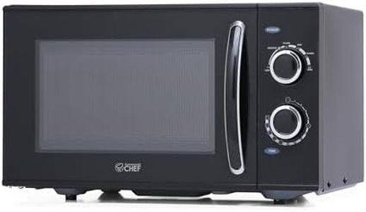 COMMERCIAL CHEF Rotary Dial Microwave with 6 Power Levels, Small Microwave with Pull Handle, 900W Countertop Microwave with Kitchen Timer, Microwave 0.9 Cu Ft with Rotary Dial Controls, Black