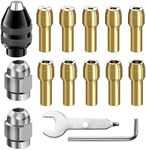 4486 Multi Chuck Set 15Pcs,Brass Collet Set,Collet Nut Kit,0.8-3.2mm Replacement Keyless Quick Change Chuck Rotary Tool Accessory Compatible with Dremel 3000 4000 7700 8200(M7x0.75mm Long)