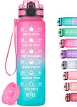 MEITAGIE 1000ml Motivational Water Bottle with Time Marker, Leak-proof BPA Free Tritan Drink Bottle with Fruit Strainer, Perfect for Fitness, Gym and Outdoor Sports