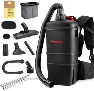 Shop-Vac 5430299 Backpack Vacuum Commercial, 1.5 Gallon 4.5 PHP Ergonomic Canister Vacuum Cleaner with HEPA Filtration, 1.5-Inch Attachments, Corded, for Multi-Surface Cleaning, Carpet and Hard Floor