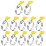 uxcell Worm Gear Hose Clamp, 12pcs 1" - 1 1/2" Key Type Adjustable Stainless Steel Hose Clamps with Plastic Handle for Securing Hose