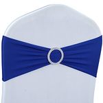 Babenest Spandex Chair Sashes Bows Premium Stretch Chair Cover Band with Buckle Slider Universal Elastic Chair Ties for Wedding Party Ceremony Reception Banquet Decoration (Royal Blue, 100)