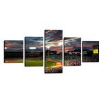 Fenway Park Wall Art Canvas Painting 5 Panels Picture of Baseball Game Modern Poster Print Artwork Office Bedroom Home Decor for Living Room House Present Framed Gallery Wrap Stretched (50"Wx24"H)