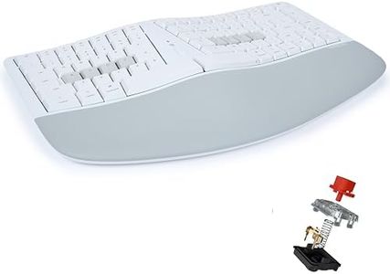 KINESIS mWave Quiet Ergonomic Keyboard for Mac (White) | Quiet Linear Mechanical Switches | Bluetooth & USB | Programmable | Backlit | macOS Modifiers & Hotkeys