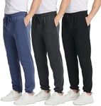 Real Essentials 3 Pack Mens Sweatpants for Men Joggers Pockets Adult Workout Pants Gym Fleece