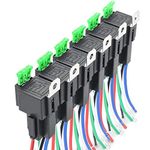 Fasizi 6Pcs 12V 30A Fuse Relay Switch Harness ATO/ATC Blade Fuse, 5-Pin SPST Automotive Electrical Relays with Heavy Duty 14 AWG Wires