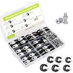 103Pcs Premium Cable Clamps Assortment Kit, 304 Stainless Steel Pipe Clamps 6 Sizes (1/4", 5/16", 3/8", 1/2", 5/8", 3/4") with Screws, Giying6 Rubber Metal Hose Clamps for Pipe and Wire Installation