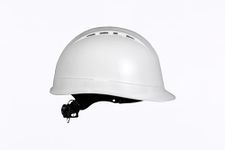 Silent SL1470 Industrial Safety Helmet, Construction Hard Hat, Ventilated, 6 Point Harness, EN 397 & A1 Certified (Basic Wheel Adjustment, White)