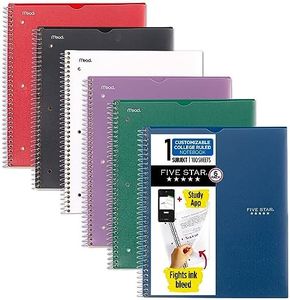 Five Star Spiral Notebooks + Study App, 6 Pack, 1 Subject, College Ruled, 8-1/2" x 11", 100 Sheets, Customizable Cover, Fire Red, Forest Green, Pacific Blue, Amethyst Purple, White, Black (820045-ECM)