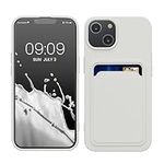 kwmobile Case Compatible with Apple iPhone 14 Case - TPU Phone Cover with Credit Card Holder - White