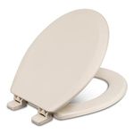 Centoco 700-106 Round Wooden Toilet Seat, Heavy Duty Molded Wood with Centocore Technology, Bone