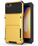 MuZiFei for iPhone SE/iPhone 8 /iPhone 7 Wallet Card Holder ID Slot Scratch Resistant Dual Layer Protective Bumper Rugged TPU Rubber Armor Hard Shell Cover Phone Cases for iPhone SE/7/8,Yellow