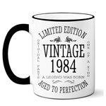 1984 40th Birthday Gift Ideas Mug for Women and Men Ceramic Coffee Mugs AnniversaryPresents for Him, Her, Husband or Wife 40 Years Decorations Ideas Mugs Adult Mugs for Mom, Dad Tea Cups 11oz White