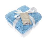 2 Soft White Elli and Raff Baby Hooded Bath Time Towel 100% Cotton Baby Gift (Blue)