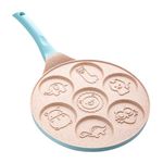 AGUDO Mini Pancake Frying pan Non Stick Pancake Maker for Kids Breakfast Animal Design Frying pan Smiley face Pancake pan Multi Snack Maker pan for Gas Stove (Blue Animal Shape)