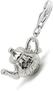 SEXY SPARKLES Women's Clip On Tea Pot Tea Time Charm For European Jewelry With Lobster Clasp