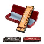 Kadence Daitonic Harmonica T104, With Learning course Key of C 10 Holes 20 tones Mouth Organ for Kids Adults and Beginners,with Hard Case (Gold)