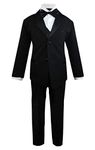 Luca Gabriel Toddler Boys' 5 Piece Classic Fit Formal Suit Bowtie Set - Size 8 Black