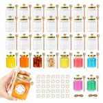 AuroTrends 4oz Honey Jars with Dipper 30Pack, Glass Honey Jars for Baby Shower Favors/Wedding Favors- Small Honey Jars with Wooden Dippers/Bee Charms/Stickers/Jute Twine (4 fl.oz-30Pack)