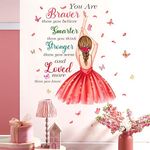 OOTSR Girl Inspirational Quote Wall Decal Stickers, Butterfly Decor and Positive Saying for Girls Bedroom Nursery Classroom Playroom Decorations, Art Gift