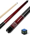 CUEBAR Pool Cue, 58 Inch Pool Sticks for Adults, 2-Piece House Bar Billiard Cue Stick with Imitation Leather Grip, Pool Table Sticks for Men Women - Red,19 Oz